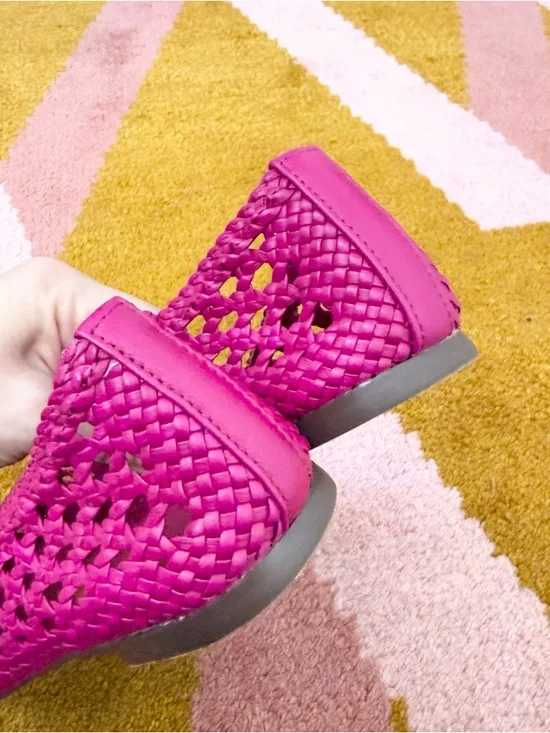 J.Crew Quinn Handwoven Leather Ballet Flats Pink Woven Shoes 6.5 - Picture 5 of 5